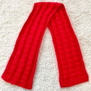 Bright Red Hand-Knit Small Scarf